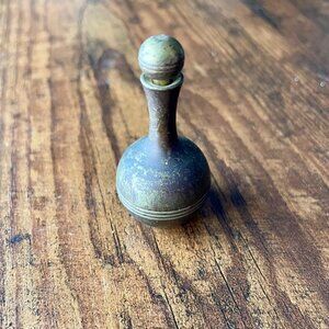 Vintage Miniature Brass Decanter with Stopper • Tiny Brass Bottle • Curio Object